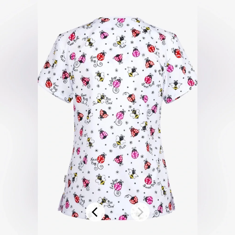New Uniform Advantage Zavate Ava Therese lady bug bumble bee print scrub top XL - Picture 2 of 5